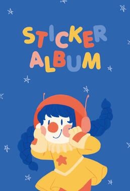 Sticker album cover ft. Millie the Clown
